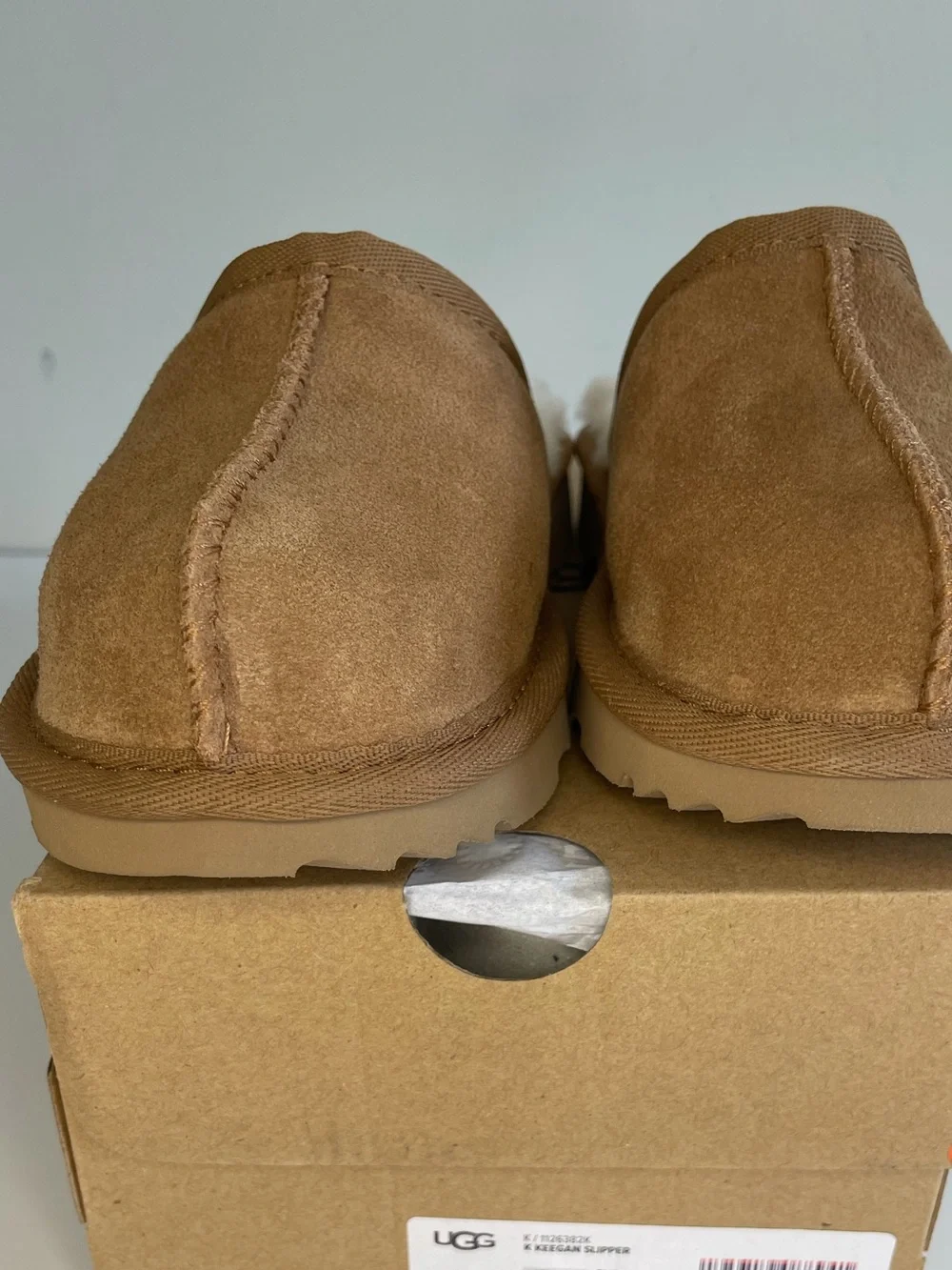 UGG Keegan Chestnut Suede Slide Slippers Shearling Kids Size 12M Cozy Comfort
